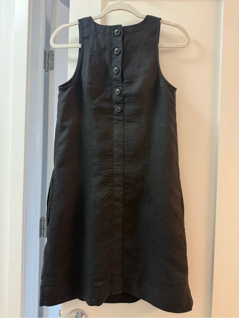 Jcrew NEW 100% Linen Simple Black Sleeveless Shift Dress